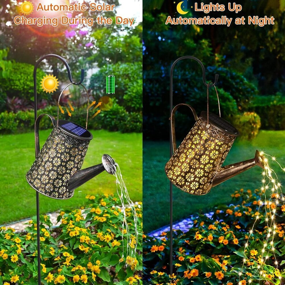 with Lights,Solar Outdoor Garden Decor Waterproof Large Hanging Lantern Landscap - Picture 3 of 6